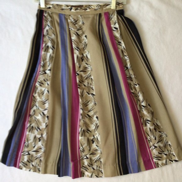 Notches Dresses & Skirts - Notches - multi-color vertical stripe skirt; tan, black, blue, pink